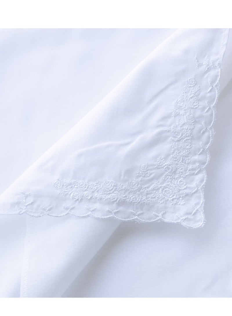 CoCoUSM Womens Large Soft White Embroidered Handkerchiefs - 60s Cotton Square 16" - Image 4